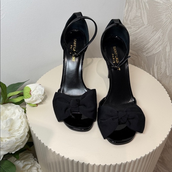 Saint Laurent Black Bow Detail Women's Heels - Picture 2 of 5